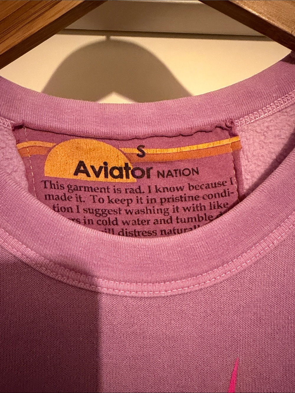 Aviator Nation Lavender Crewneck with Pink Lightning Graphic - Picture 6 of 7